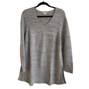 J.Jill Pure Jill Grey Heathered Long Tunic Sweater Cotton Modal Linen Size XL